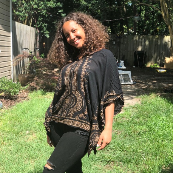 Boho black and gold shirt - Picture 2 of 6